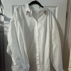Joe Fresh White Button-Up Shirt with Rhinestone Collar – Size 3X – Never Worn